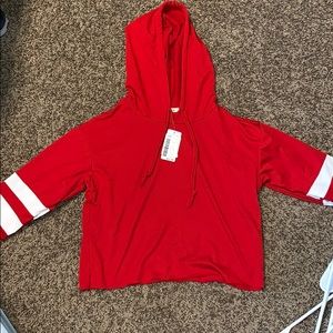 red cropped hoodie